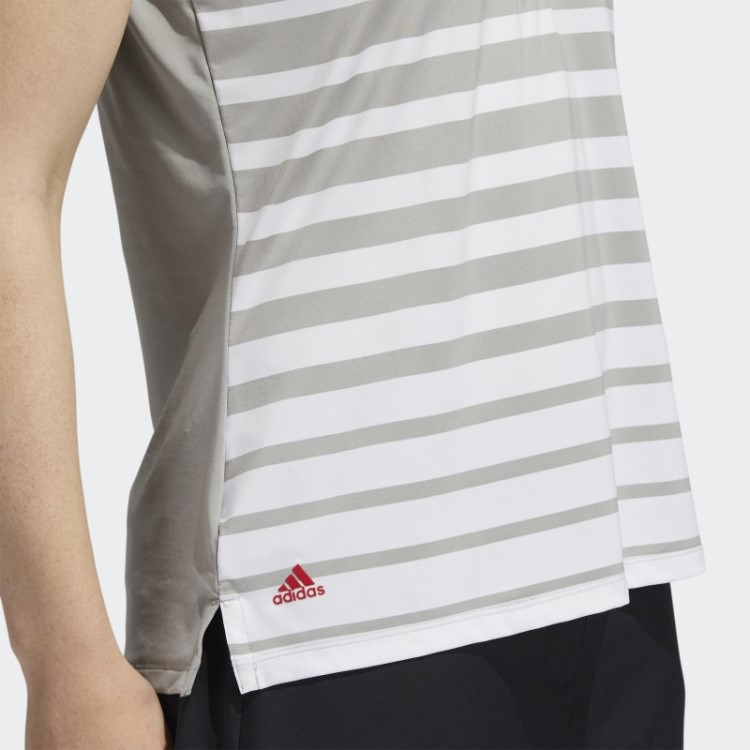 Mgh Pólo Sem Mangas Listrado Cinza Sólido Adidas