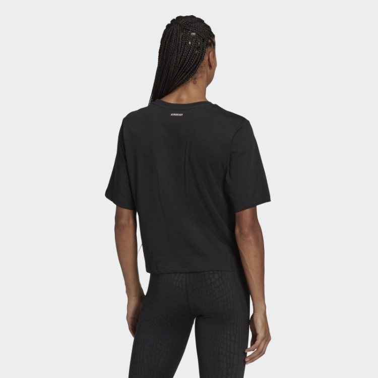 Camiseta Adidas Aeroready Training Crop Estampada Preta