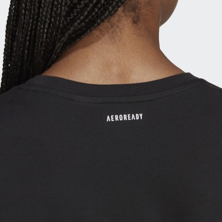 Camiseta Adidas Aeroready Training Crop Estampada Preta
