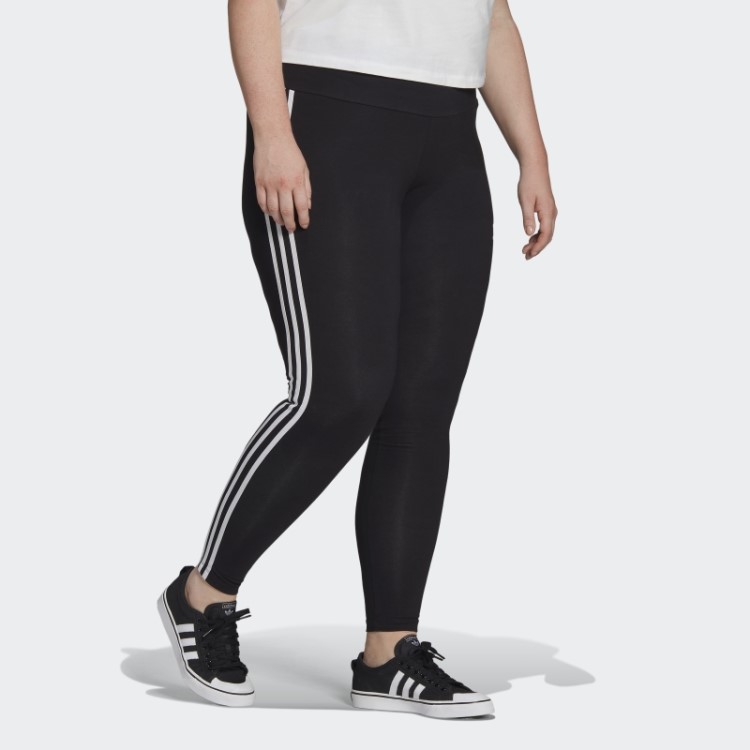 Meia-calça Preta Adicolor Classics Com As Três Listras (tamanho Grande) Adidas
