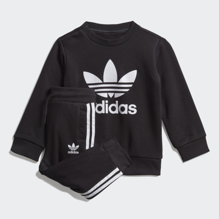 Conjunto De Moletom Da Tripulação Preto Adidas