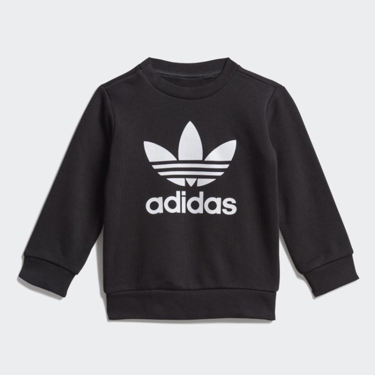 Conjunto De Moletom Da Tripulação Preto Adidas