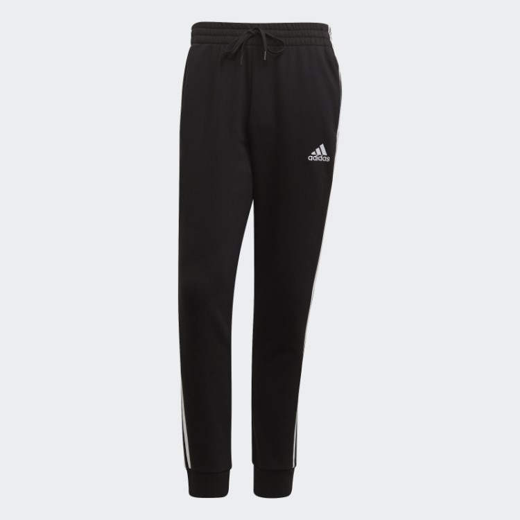 Calça De Lã Preta Essencial Com Punho Cônico E As Três Listras Adidas