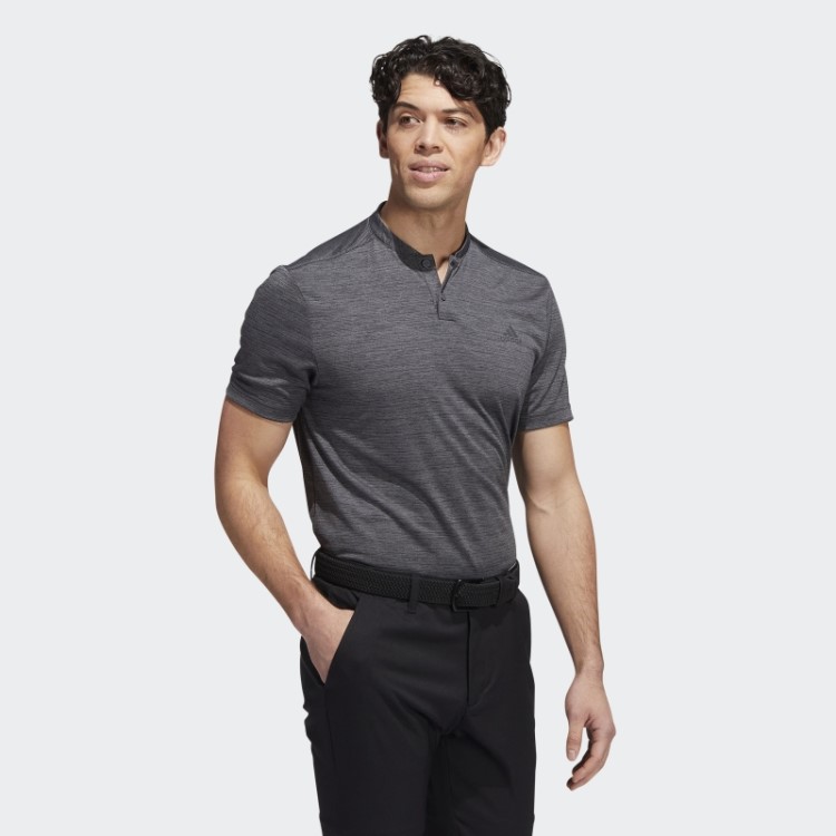 Camisa Polo Listrada Texturizada Adidas Preta