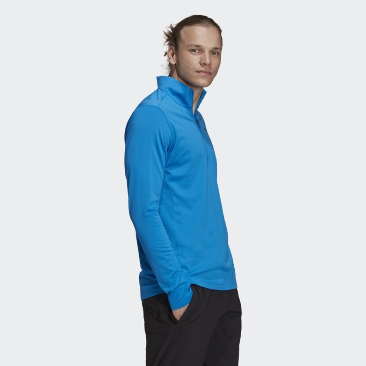 Jaqueta De Lã Adidas Shock Blue Terrex Everyhike Com Meio Zíper
