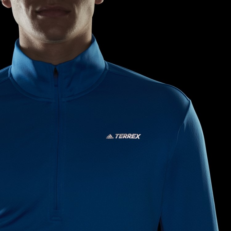 Jaqueta De Lã Adidas Shock Blue Terrex Everyhike Com Meio Zíper