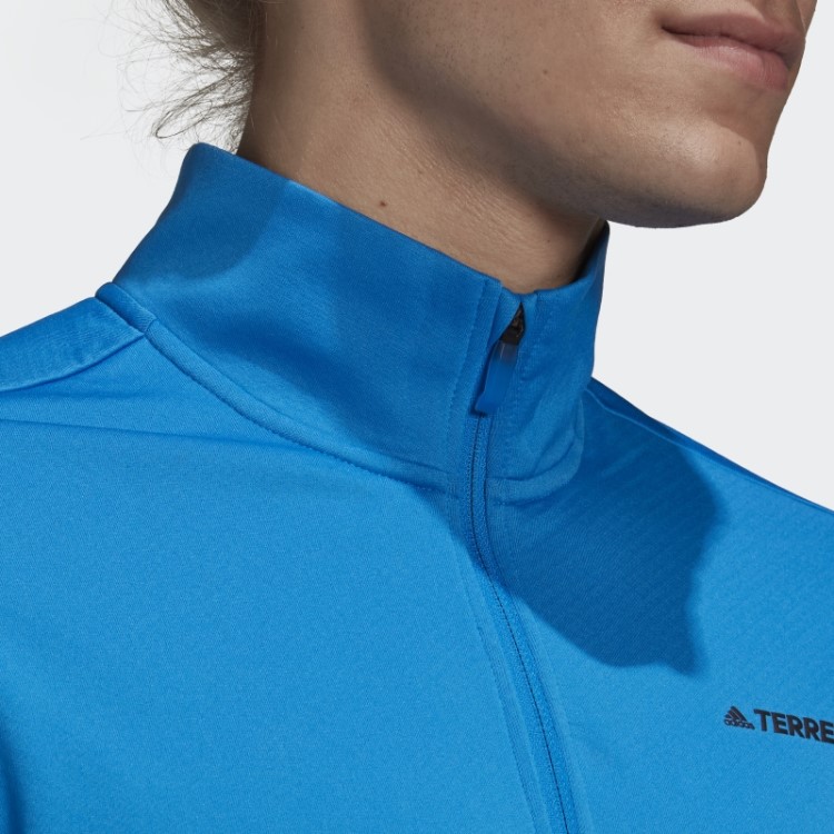 Jaqueta De Lã Adidas Shock Blue Terrex Everyhike Com Meio Zíper
