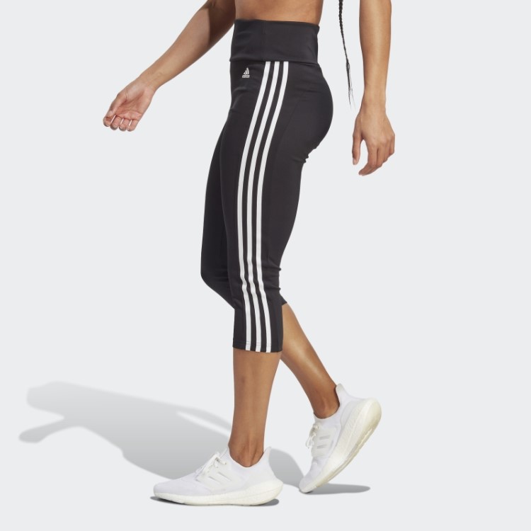 Moda Adidas Projetada Para Mover Leggings Esportivos 3/4 Listras Altas Brancas