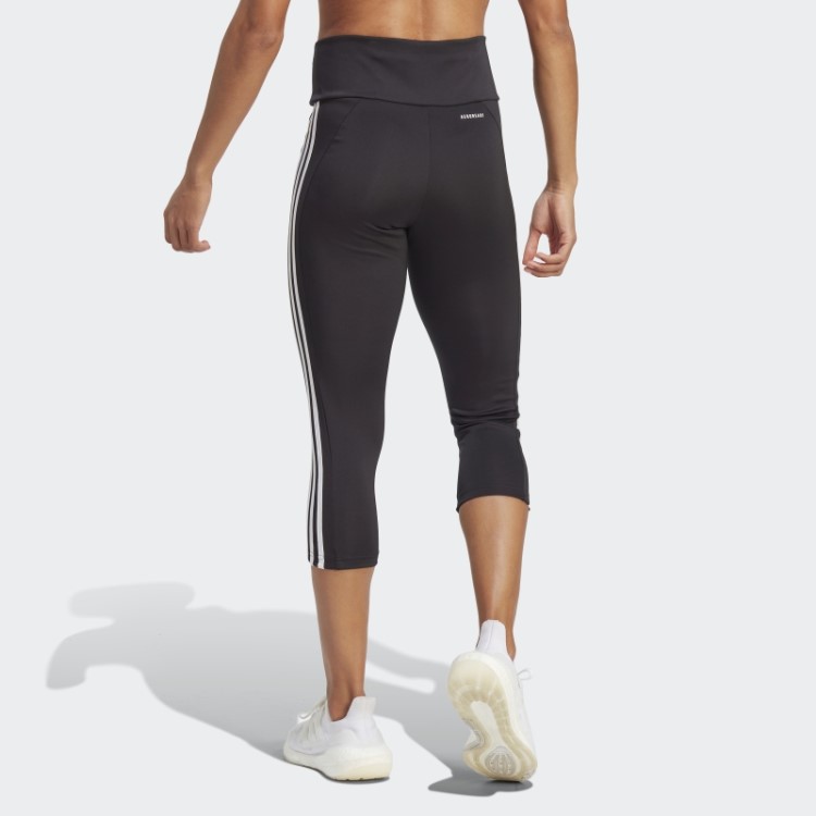 Moda Adidas Projetada Para Mover Leggings Esportivos 3/4 Listras Altas Brancas