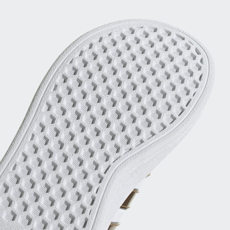Adidas Grand Court Estilo De Vida Sustentável Sapatos De Renda Elástica E Top Strap Dourado Fosco