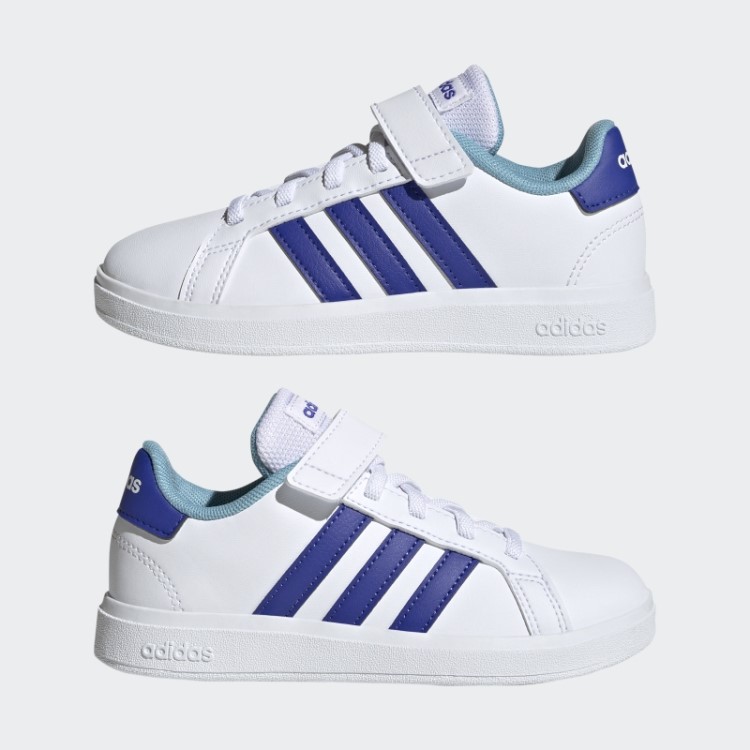 Adidas Grand Court Sapatos Elásticos De Renda E Tira Superior Azuis