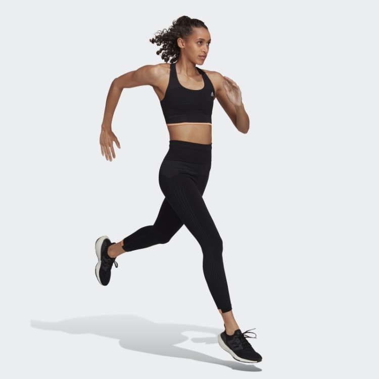 Sutiã De Lã Merino Preto Adidas Running De Suporte Médio Sem Costura
