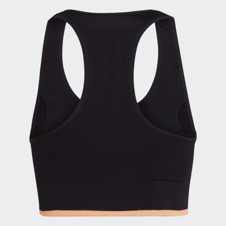 Sutiã De Lã Merino Preto Adidas Running De Suporte Médio Sem Costura