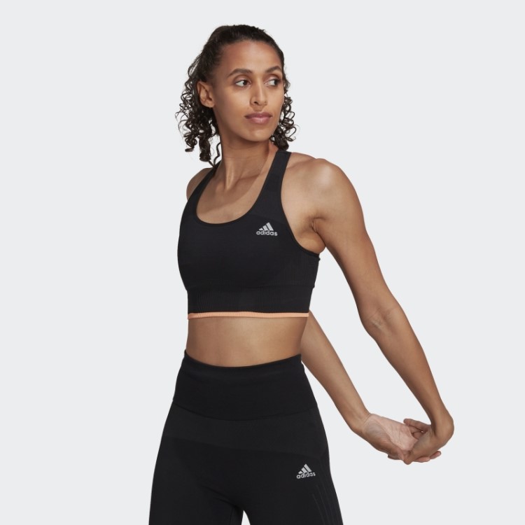 Sutiã De Lã Merino Sem Costura Adidas Running De Suporte Médio Preto