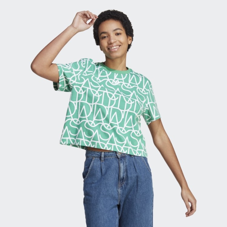 T-shirt De Namorado Estampada Adidas Verde Corte Verde Allover