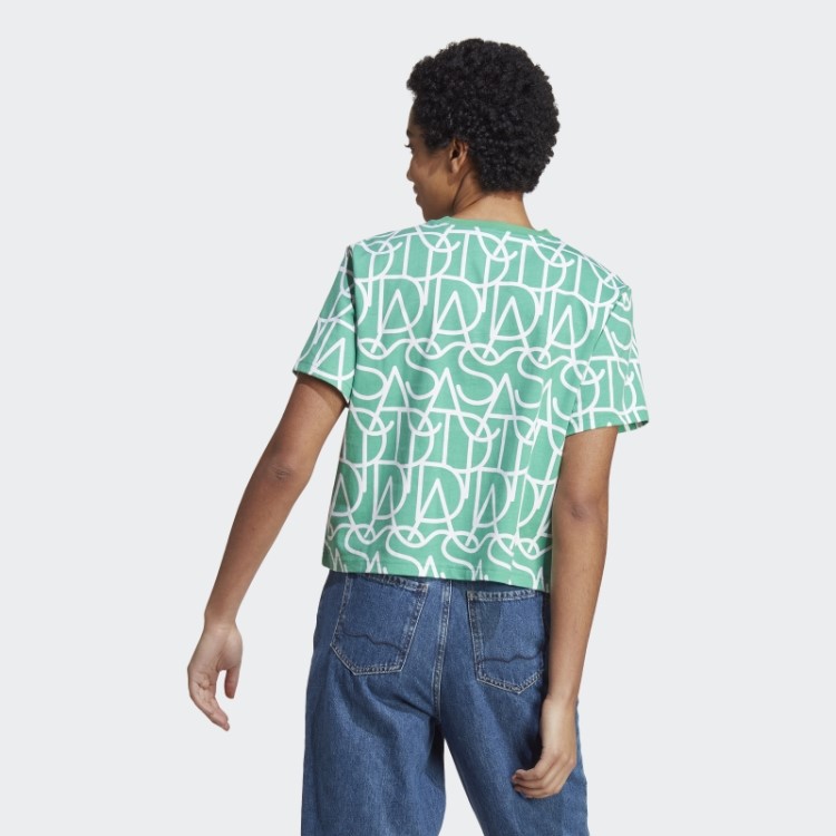 T-shirt De Namorado Estampada Adidas Verde Corte Verde Allover