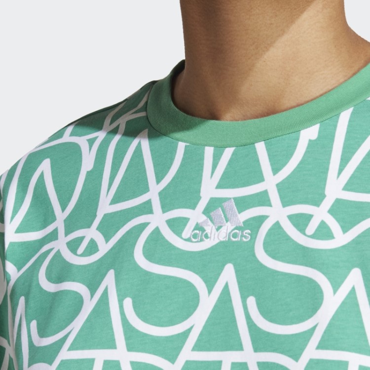 T-shirt De Namorado Estampada Adidas Verde Corte Verde Allover