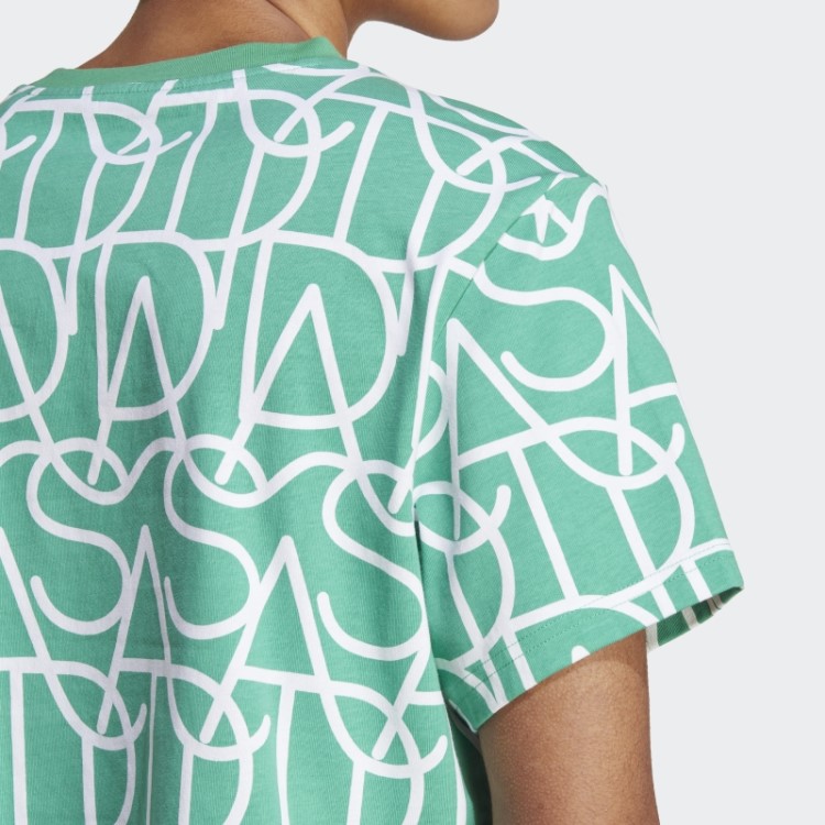 T-shirt De Namorado Estampada Adidas Verde Corte Verde Allover