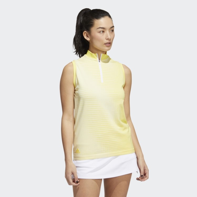 Camisa Polo Sem Manga Amarela Primeknit Adidas