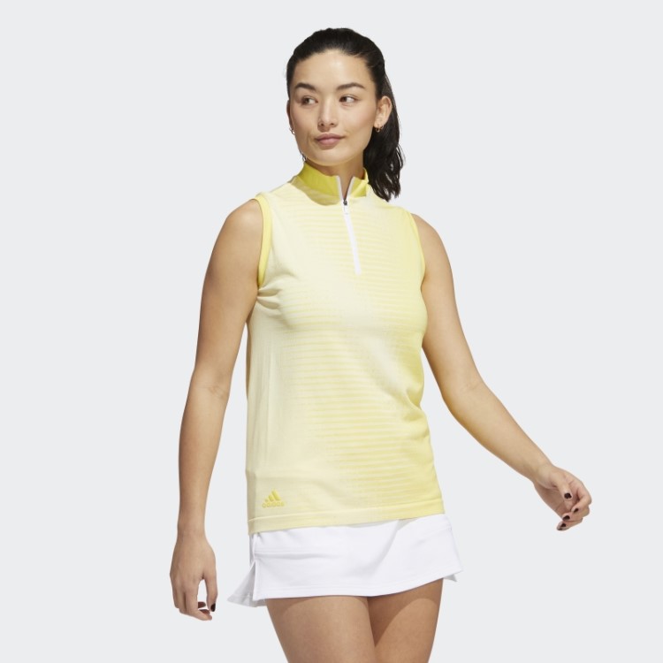 Camisa Polo Sem Manga Amarela Primeknit Adidas