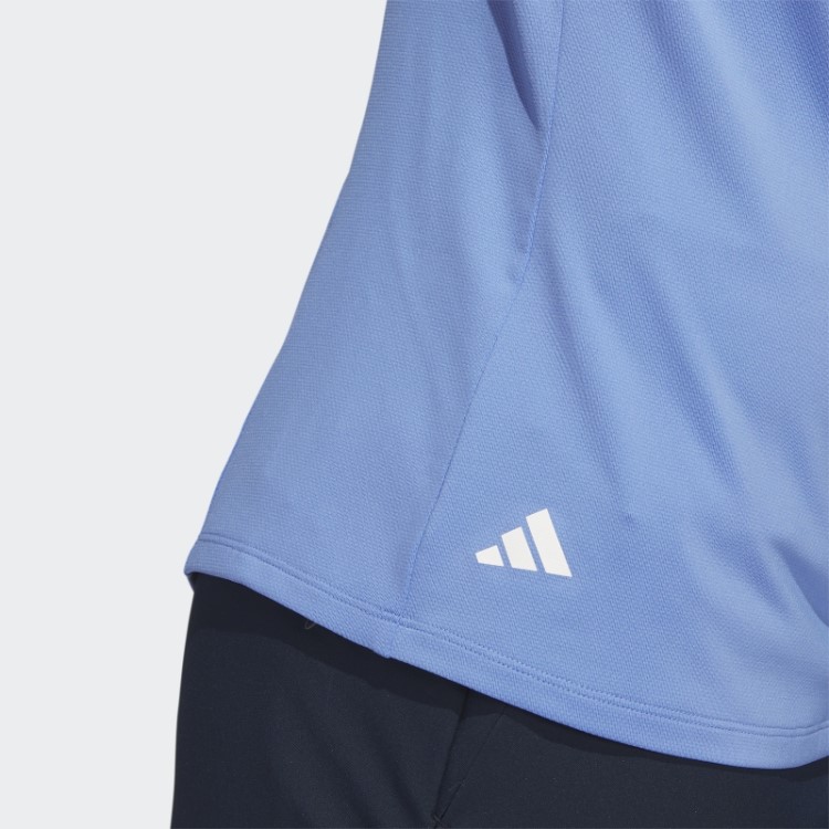 Adidas Camisa Pólo De Golfe De Manga Longa Com Zíper Azul