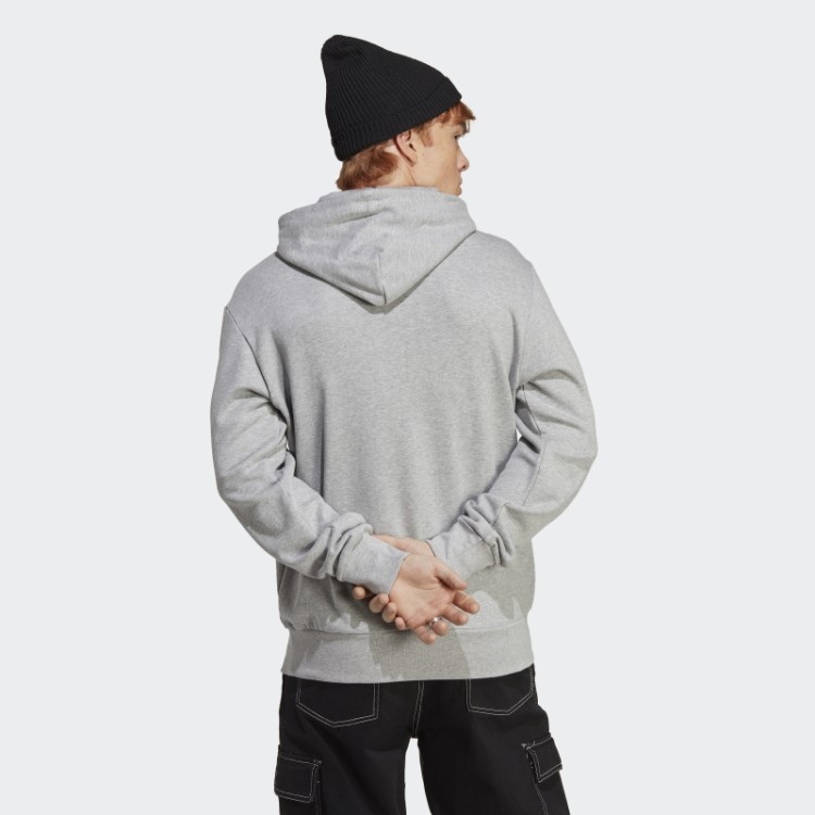 Moletom Adidas Cinza Médio Com Capuz French Terry Big Logo