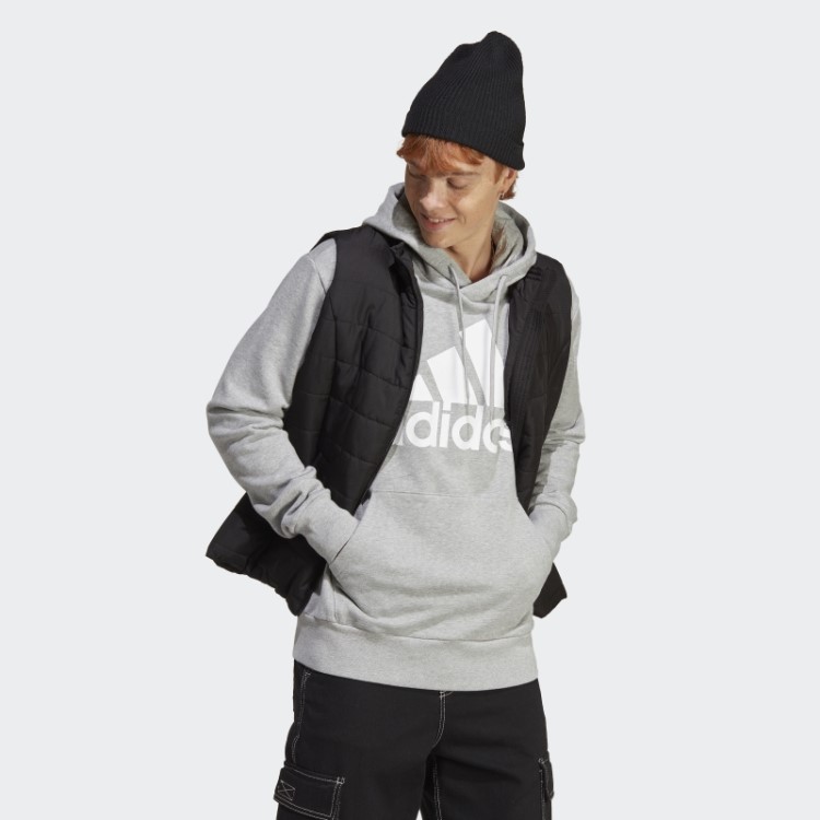 Moletom Adidas Cinza Médio Com Capuz French Terry Big Logo