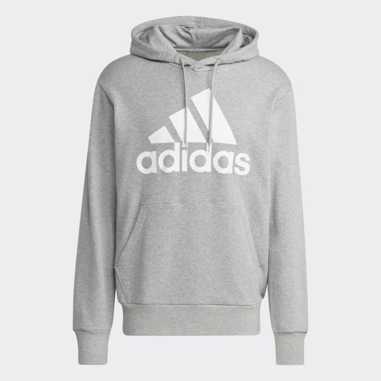 Moletom Adidas Cinza Médio Com Capuz French Terry Big Logo