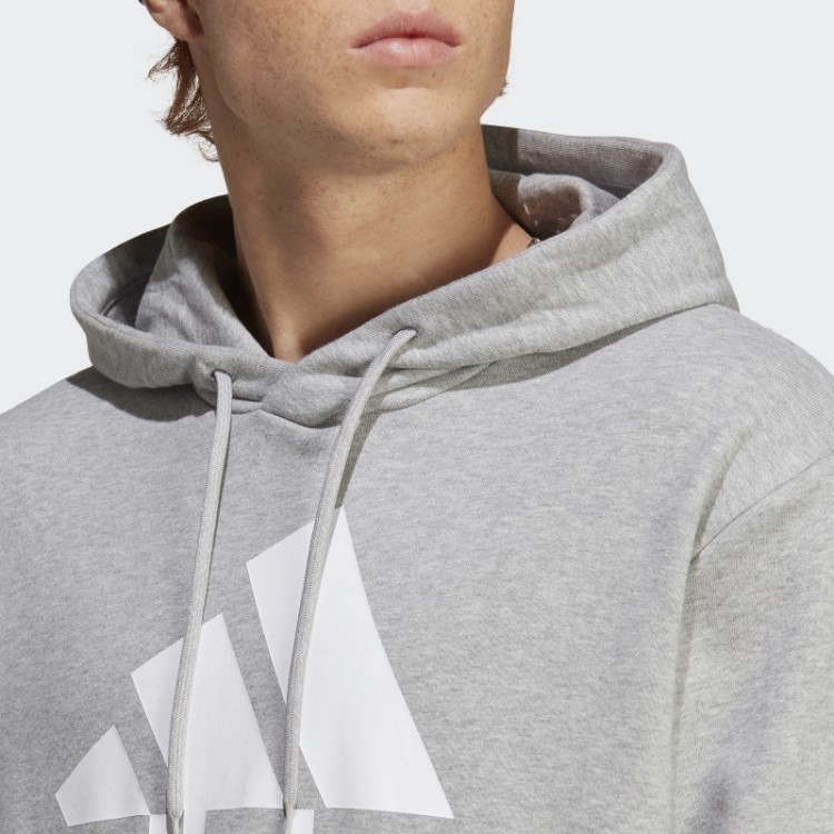 Moletom Adidas Cinza Médio Com Capuz French Terry Big Logo
