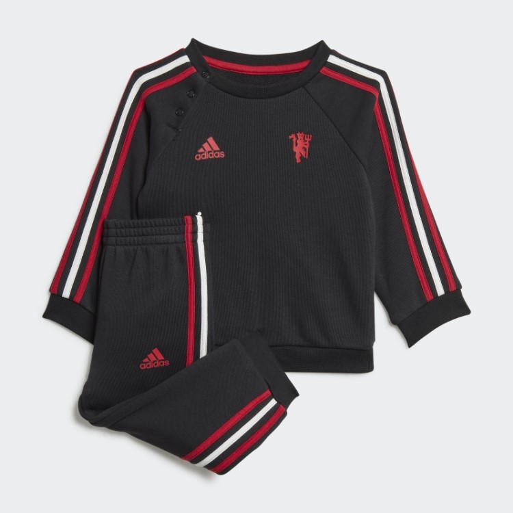 Conjunto Manchester United 3 Listras Baby Jogger Preto Adidas