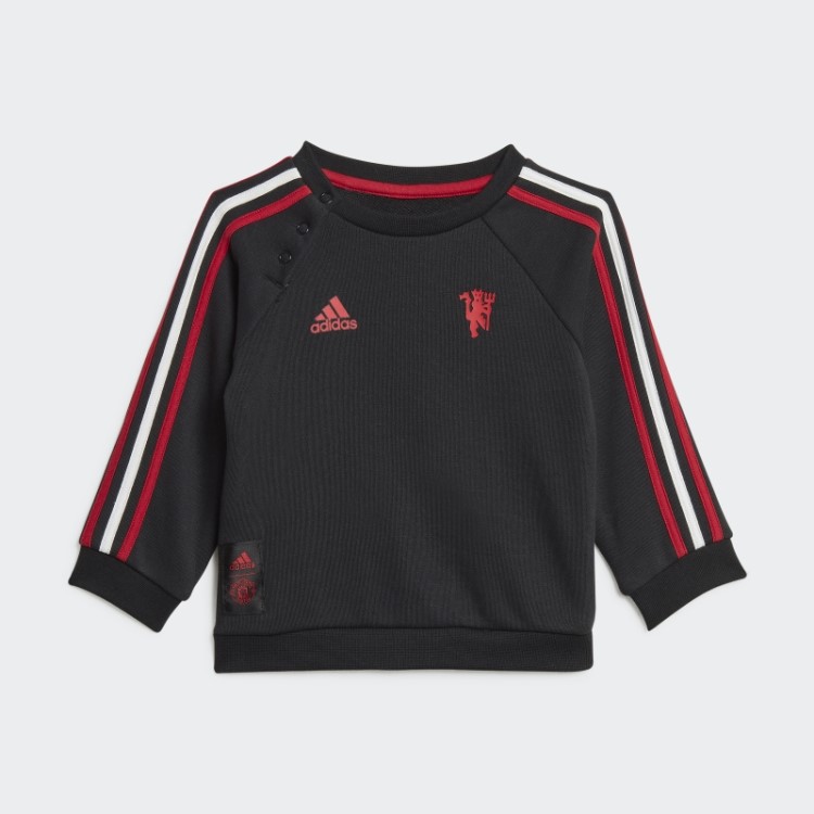 Conjunto Manchester United 3 Listras Baby Jogger Preto Adidas