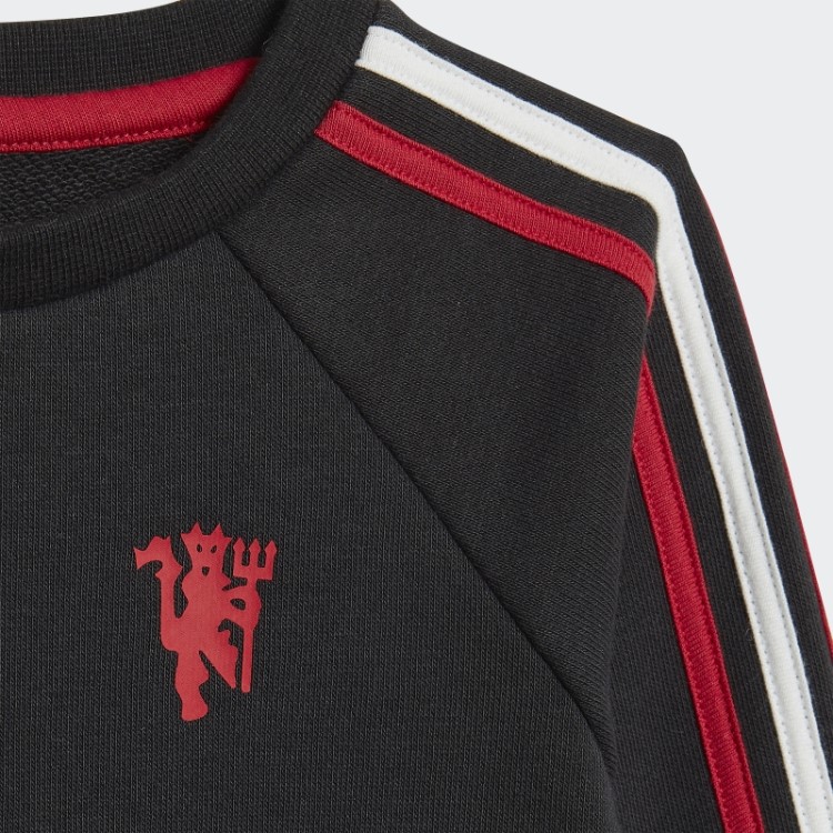 Conjunto Manchester United 3 Listras Baby Jogger Preto Adidas