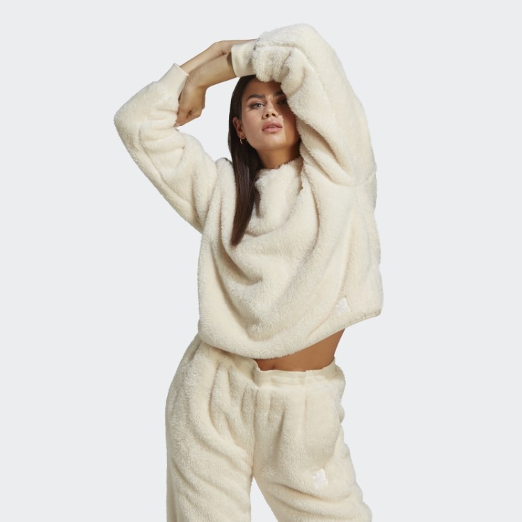 Adidas Essentials+ Moletom Fofo De Pelúcia Branco