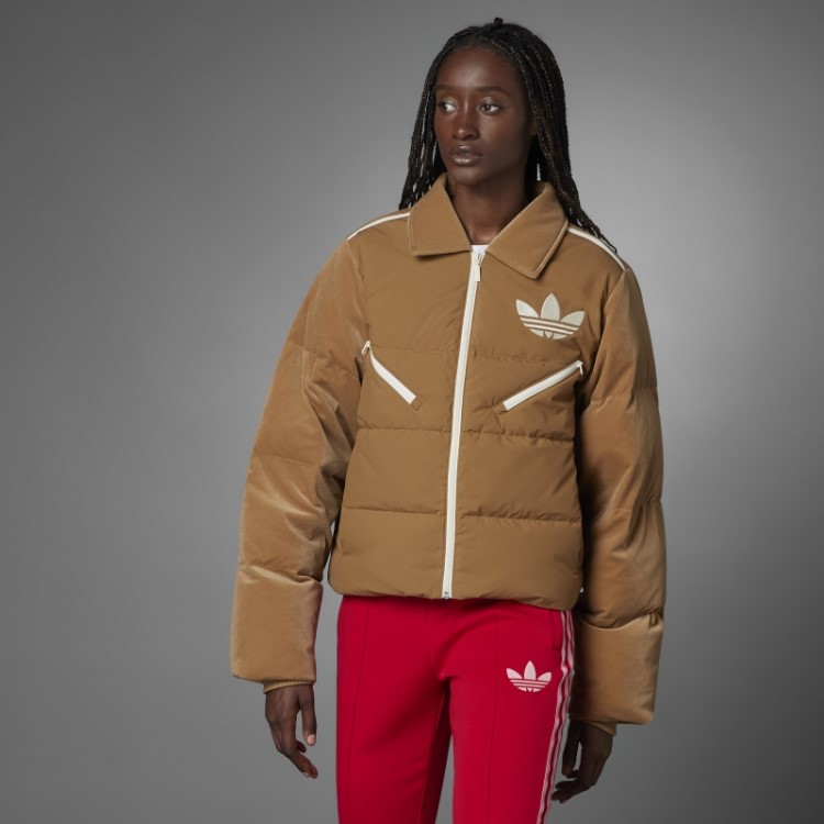 Jaqueta Puffer De Veludo Adidas Marrom Desert Adicolor Anos 70