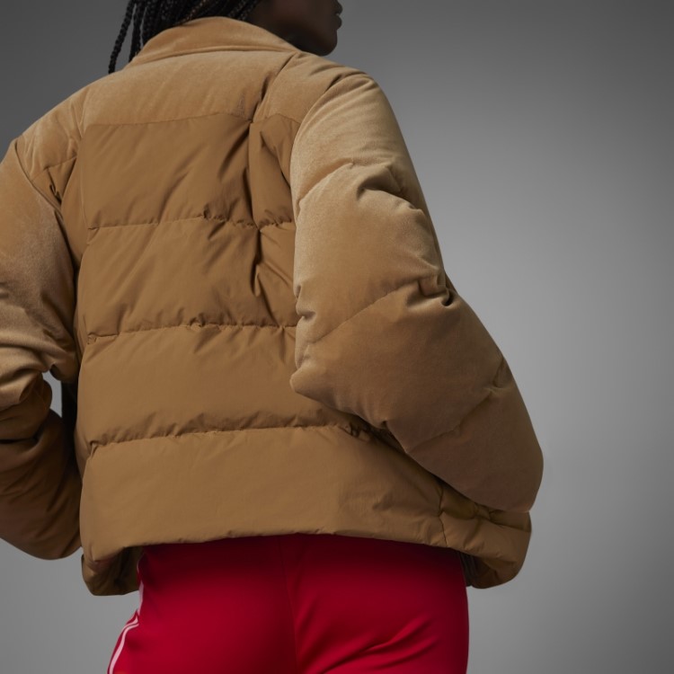 Jaqueta Puffer De Veludo Adidas Marrom Desert Adicolor Anos 70