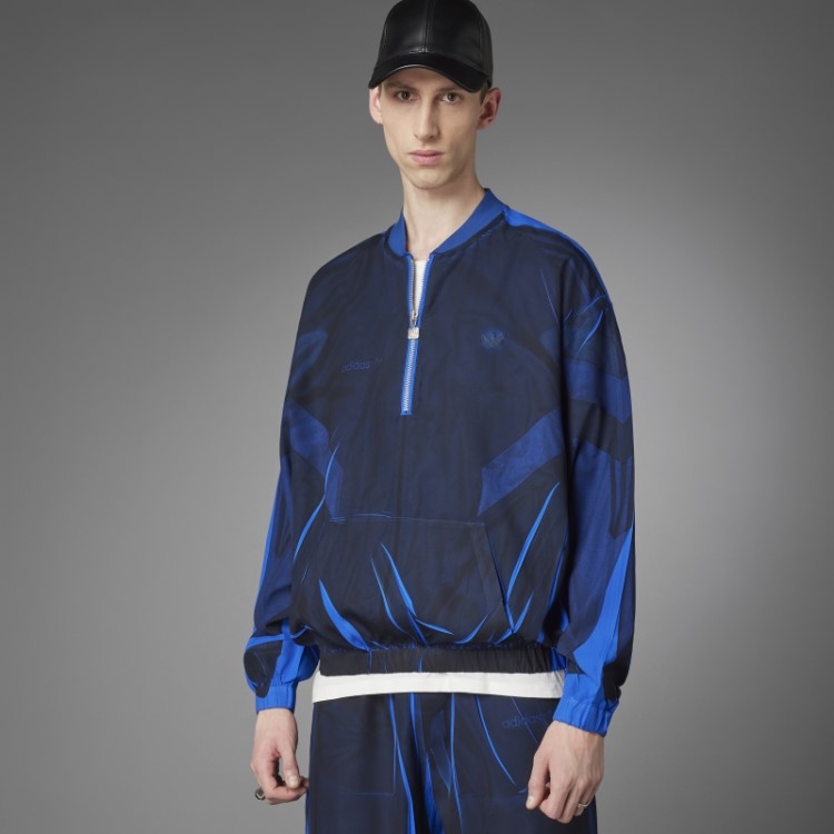 Versão Azul Blusa De Seda De Futebol Com Meio Zíper Adidas Azul