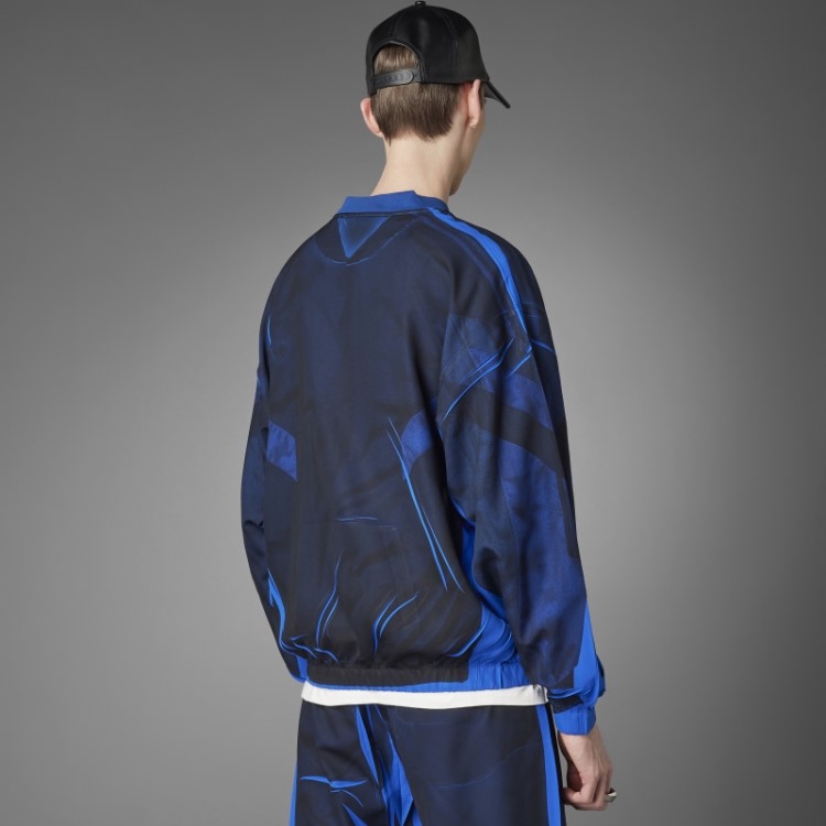 Versão Azul Blusa De Seda De Futebol Com Meio Zíper Adidas Azul