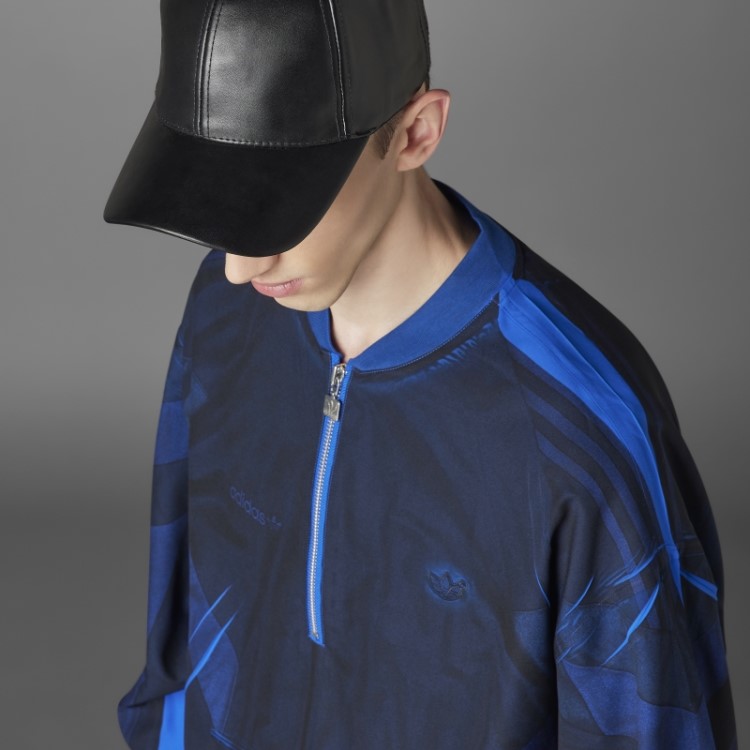 Versão Azul Blusa De Seda De Futebol Com Meio Zíper Adidas Azul