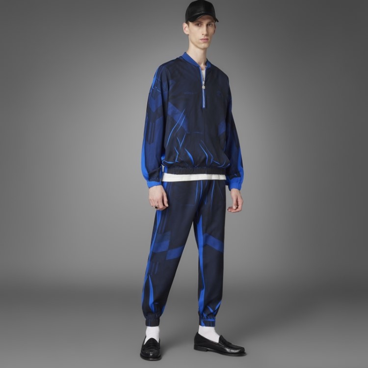 Versão Azul Blusa De Seda De Futebol Com Meio Zíper Adidas Azul