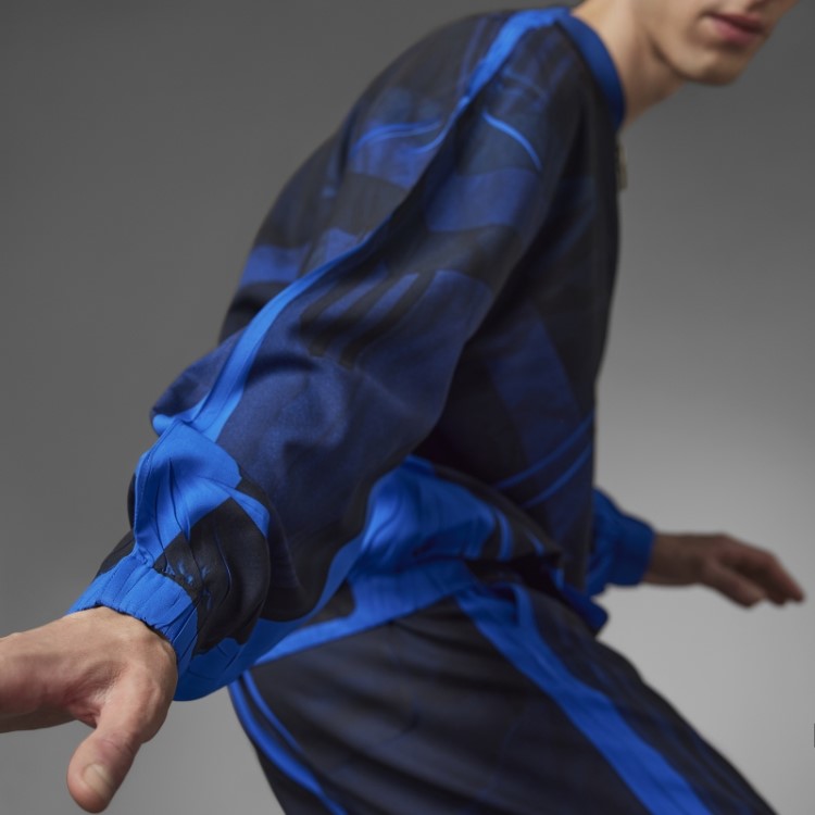 Versão Azul Blusa De Seda De Futebol Com Meio Zíper Adidas Azul