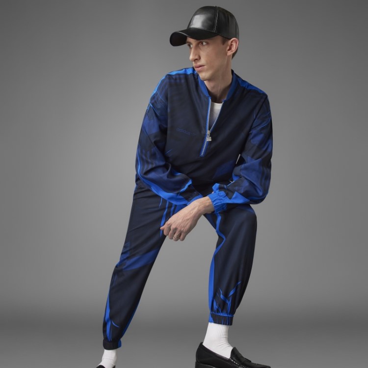Versão Azul Blusa De Seda De Futebol Com Meio Zíper Adidas Azul