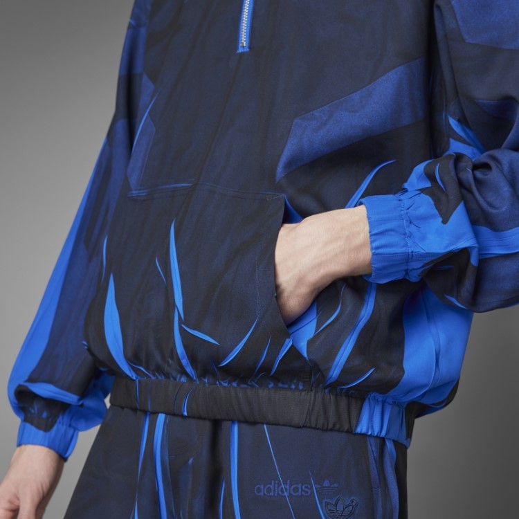 Versão Azul Blusa De Seda De Futebol Com Meio Zíper Adidas Azul