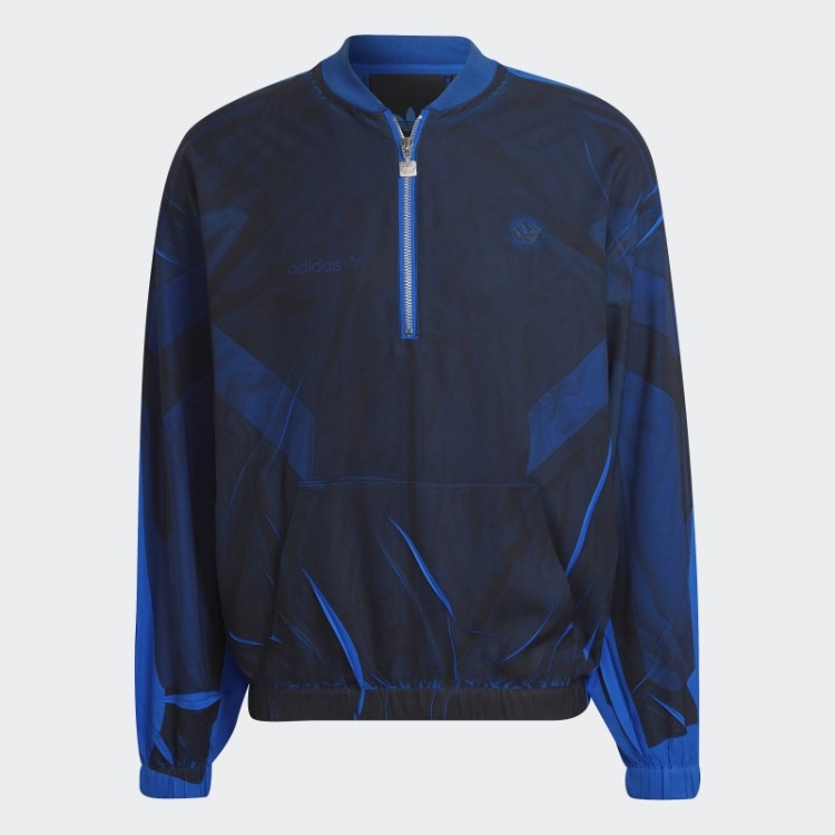 Versão Azul Blusa De Seda De Futebol Com Meio Zíper Adidas Azul