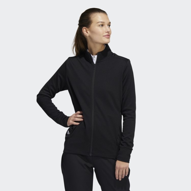 Jaqueta Adidas Texturizada Preta Com Zíper Na Moda