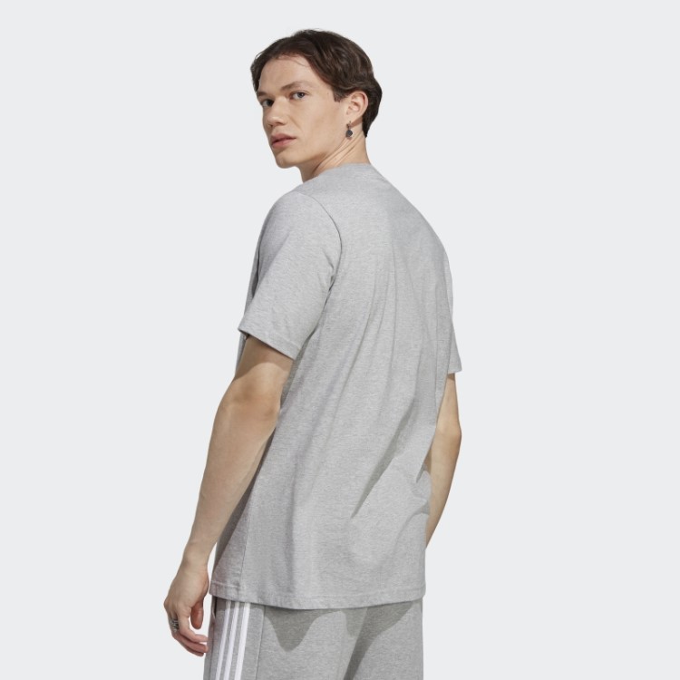 Camiseta Cinza Média Adidas Essentials Single Jersey Com Logo Bordado Pequeno