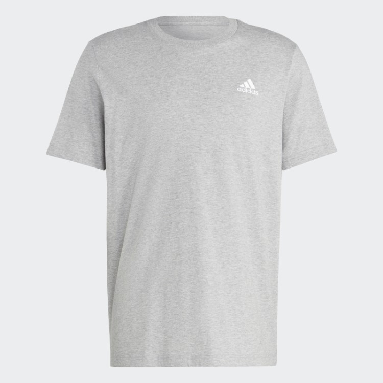 Camiseta Cinza Média Adidas Essentials Single Jersey Com Logo Bordado Pequeno