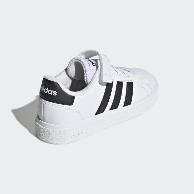 Adidas Grand Court Sapatos Elásticos De Renda E Tira Superior Pretos