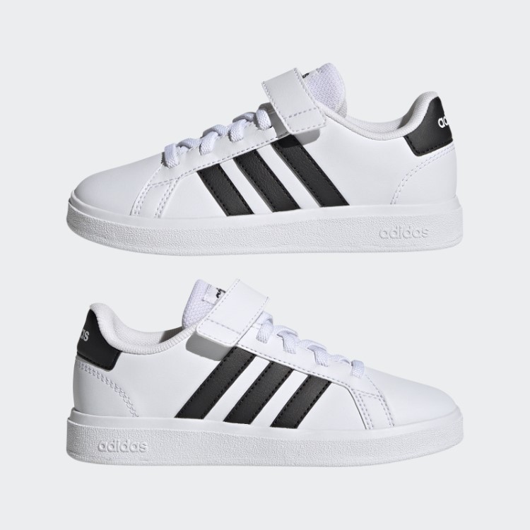 Adidas Grand Court Sapatos Elásticos De Renda E Tira Superior Pretos