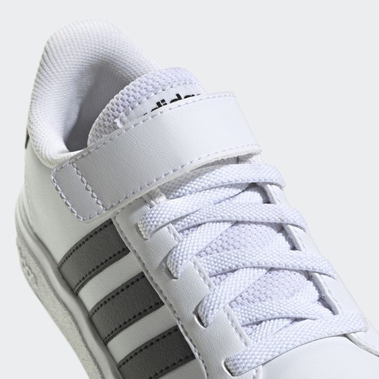 Adidas Grand Court Sapatos Elásticos De Renda E Tira Superior Pretos