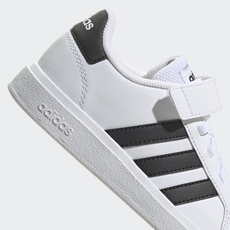 Adidas Grand Court Sapatos Elásticos De Renda E Tira Superior Pretos